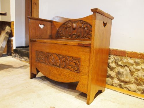 BENCH SETTLE PEW ARTS AND CRAFTS OAK C1900 - ADDITIONAL PHOTO 5