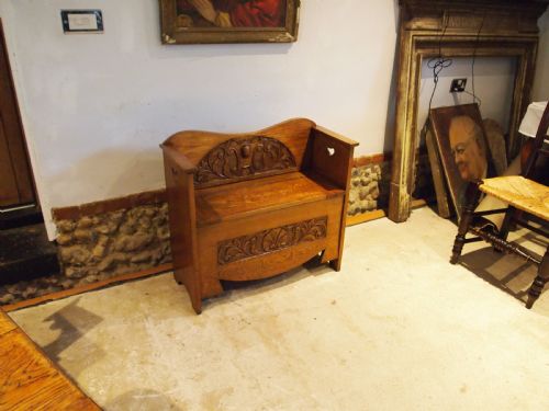 BENCH SETTLE PEW ARTS AND CRAFTS OAK C1900 - ADDITIONAL PHOTO 7