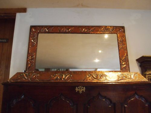 MIRROR OUTSTANDING RARE ARTS AND CRAFTS NEWLYN MANNER MATCHING FIRE KERB C1890 - ADDITIONAL PHOTO 6