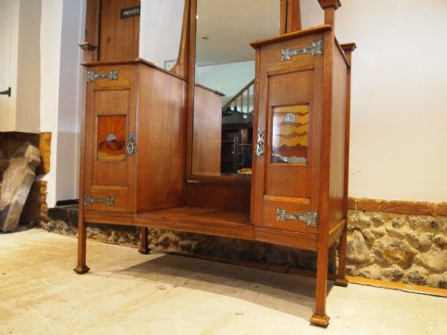 DRESSING TABLE OUTSTANDING ARTS CRAFTS OAK MANNER OF E A TAYLOR C1900 - ADDITIONAL PHOTO 4