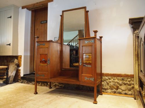 DRESSING TABLE OUTSTANDING ARTS CRAFTS OAK MANNER OF E A TAYLOR C1900 - ADDITIONAL PHOTO 11