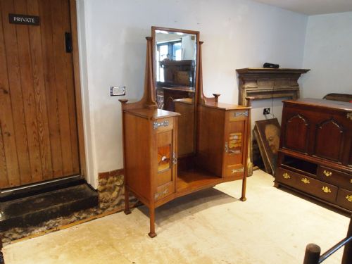 DRESSING TABLE OUTSTANDING ARTS CRAFTS OAK MANNER OF E A TAYLOR C1900 - ADDITIONAL PHOTO 12