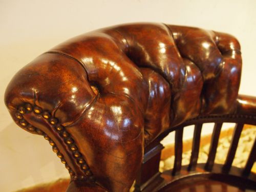 CHAIR OUTSTANDING VICTORIAN DESK OFFICE CHESTNUT LEATHER C1870 - ADDITIONAL PHOTO 1