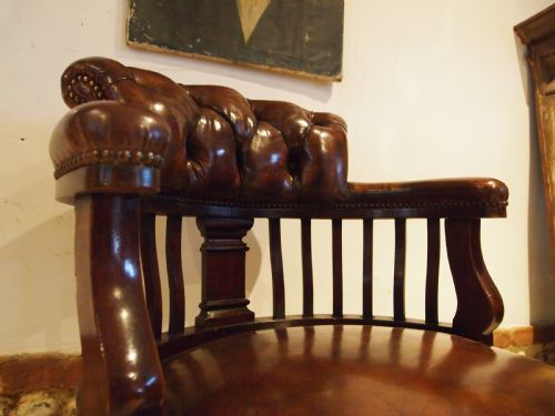 CHAIR OUTSTANDING VICTORIAN DESK OFFICE CHESTNUT LEATHER C1870 - ADDITIONAL PHOTO 4
