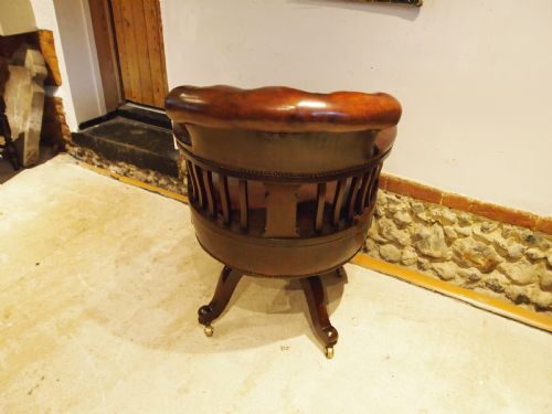 CHAIR OUTSTANDING VICTORIAN DESK OFFICE CHESTNUT LEATHER C1870 - ADDITIONAL PHOTO 7