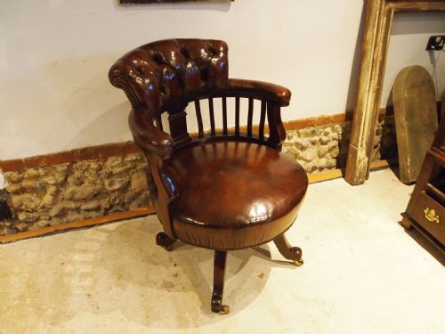 CHAIR OUTSTANDING VICTORIAN DESK OFFICE CHESTNUT LEATHER C1870 - ADDITIONAL PHOTO 8