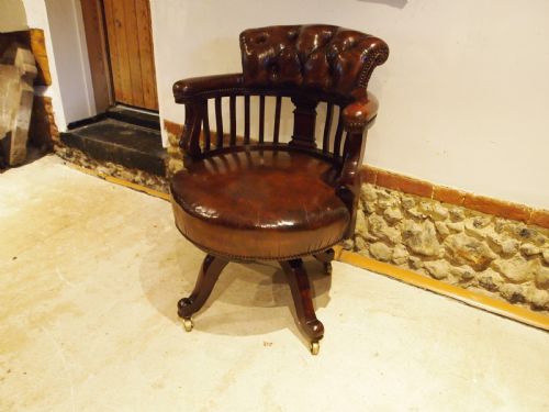 CHAIR OUTSTANDING VICTORIAN DESK OFFICE CHESTNUT LEATHER C1870 - ADDITIONAL PHOTO 10