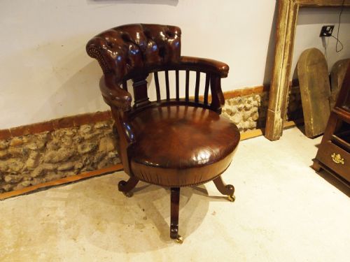 CHAIR OUTSTANDING VICTORIAN DESK OFFICE CHESTNUT LEATHER C1870 - ADDITIONAL PHOTO 14