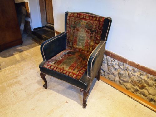 ARMCHAIR KILIM COUNTRY HOUSE VICTORIAN CHAIR C1880 - ADDITIONAL PHOTO 6