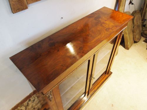 CABINET DISPLAY BOOKCASE FINE VICTORIAN WALNUT C1870 - ADDITIONAL PHOTO 14