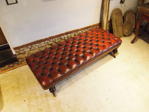 STOOL FINE VICTORIAN CHESTNUT LEATHER CHESTERFIELD STOOL C1880 - ADDITIONAL PHOTO 6