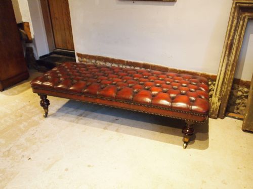 STOOL FINE VICTORIAN CHESTNUT LEATHER CHESTERFIELD STOOL C1880 - ADDITIONAL PHOTO 9