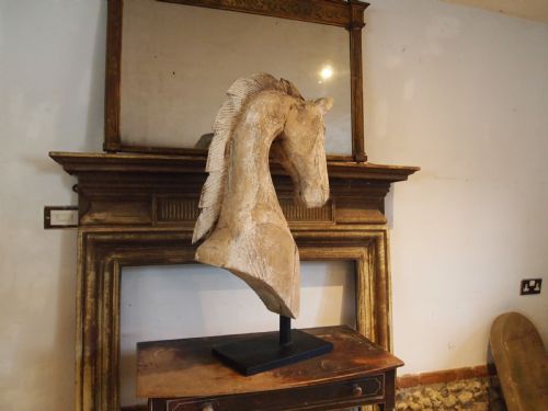 STATUE CARVED 19TH CENTURY SPANISH HORSE HEAD C1850 - ADDITIONAL PHOTO 5
