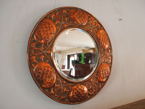 MIRROR RARE ARTS AND CRAFTS COPPER STAMPED W H MAWSON KESWICK C1905 - ADDITIONAL PHOTO 1