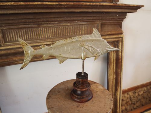 FOLK ART CAST IRON SILVERED SWORDFISH C1910 - ADDITIONAL PHOTO 5