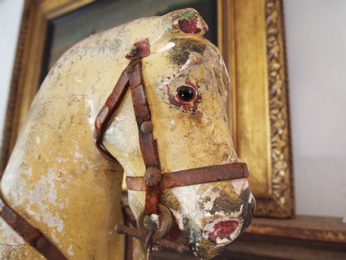 HORSE VICTORIAN ROCKING HORSE ON STAND FOLK ART C1880 - ADDITIONAL PHOTO 1