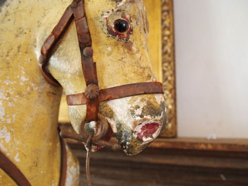 HORSE VICTORIAN ROCKING HORSE ON STAND FOLK ART C1880 - ADDITIONAL PHOTO 5