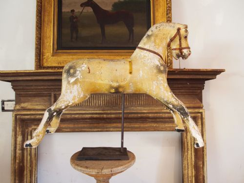 HORSE VICTORIAN ROCKING HORSE ON STAND FOLK ART C1880 - ADDITIONAL PHOTO 6