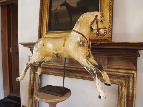 HORSE VICTORIAN ROCKING HORSE ON STAND FOLK ART C1880 - ADDITIONAL PHOTO 9