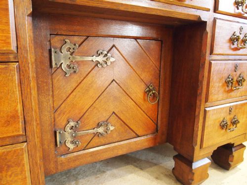 DESK ARTS AND CRAFTS OAK GOTHIC C WILKINSON SON LONDON C1870 - ADDITIONAL PHOTO 7