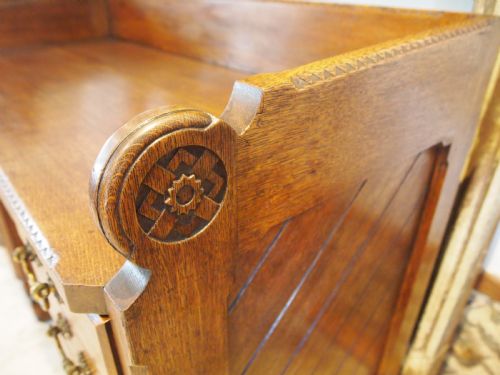 DESK ARTS AND CRAFTS OAK GOTHIC C WILKINSON SON LONDON C1870 - ADDITIONAL PHOTO 9