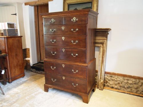 CHEST ON CHEST RARE SMALL GEORGE III OAK CHEST OF DRAWERS C1770 - ADDITIONAL PHOTO 6