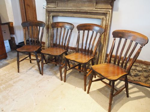 CHAIRS SET OF 4 VICTORIAN WINDSOR LATHE BACK C1870 - ADDITIONAL PHOTO 4