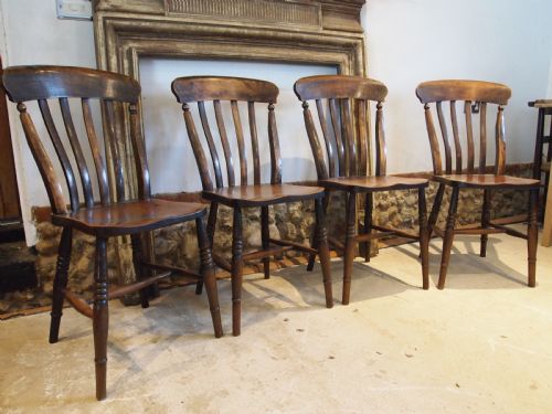 CHAIRS SET OF 4 VICTORIAN WINDSOR LATHE BACK C1870 - ADDITIONAL PHOTO 7