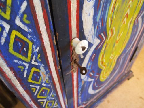CUPBOARD RARE FOLK ART PAINTED PINE VICTORIAN C1870 - ADDITIONAL PHOTO 2