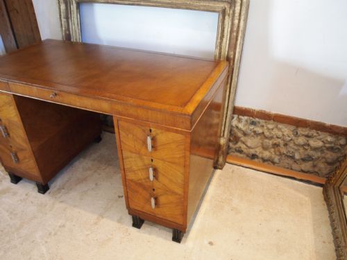 DESK FINE ART DECO WALNUT DESK BY GILLOWS C1925 - ADDITIONAL PHOTO 14