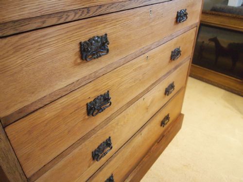 CHEST OF DRAWERS RARE ARTS AND CRAFTS OAK C1890 - ADDITIONAL PHOTO 1
