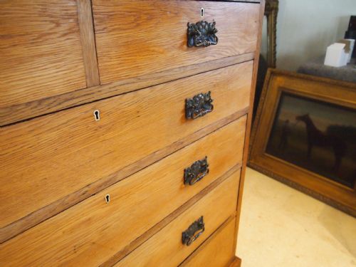 CHEST OF DRAWERS RARE ARTS AND CRAFTS OAK C1890 - ADDITIONAL PHOTO 11