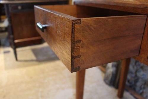 TABLE ART DECO OAK SIDE HALL CONSOLE LAMP C1925 - ADDITIONAL PHOTO 5