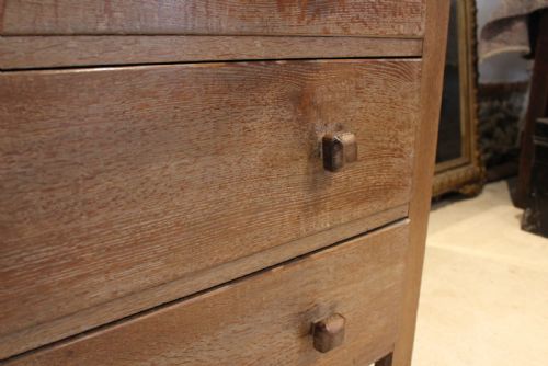 CHEST OF DRAWERS ARTS AND CRAFTS LIMED OAK PRESTIGIOUS MAKER C1900 - ADDITIONAL PHOTO 9