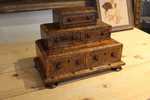 chest of drawers rare tunbridge ware walnut victorian c1870 - CATEGORY: ANTIQUE BOXES - DATED 1870