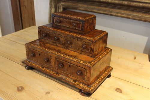 CHEST OF DRAWERS RARE TUNBRIDGE WARE WALNUT VICTORIAN C1870 - ADDITIONAL PHOTO 1