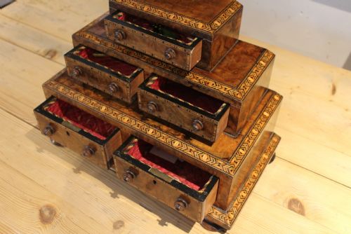 CHEST OF DRAWERS RARE TUNBRIDGE WARE WALNUT VICTORIAN C1870 - ADDITIONAL PHOTO 6