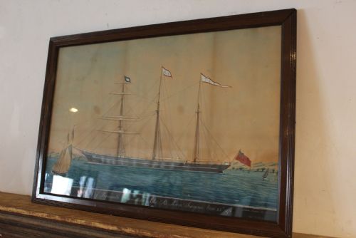 WATER COLOUR PAINTING VICTORIAN D1878 MARITIME SHIP FOLK ART - ADDITIONAL PHOTO 1