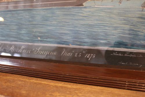 WATER COLOUR PAINTING VICTORIAN D1878 MARITIME SHIP FOLK ART - ADDITIONAL PHOTO 2