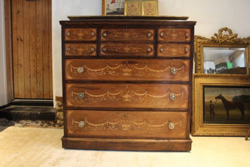 CHEST OF DRAWERS FINE INLAID ROSEWOOD VICTORIAN C1870 EDWARDS AND ROBERTS - ADDITIONAL PHOTO 3