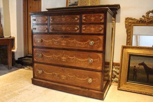 CHEST OF DRAWERS FINE INLAID ROSEWOOD VICTORIAN C1870 EDWARDS AND ROBERTS - ADDITIONAL PHOTO 11