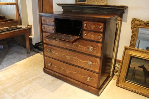 CHEST OF DRAWERS FINE INLAID ROSEWOOD VICTORIAN C1870 EDWARDS AND ROBERTS - ADDITIONAL PHOTO 15