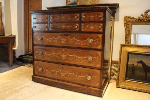 CHEST OF DRAWERS FINE INLAID ROSEWOOD VICTORIAN C1870 EDWARDS AND ROBERTS - ADDITIONAL PHOTO 16