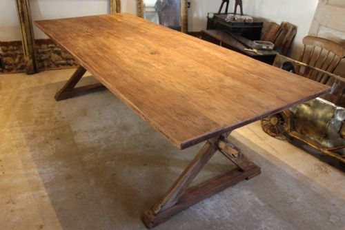 TABLE REFECTORY DINING FARMHOUSE RARE TEAK SEATS 10 C1930 - ADDITIONAL PHOTO 2