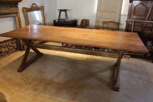 TABLE REFECTORY DINING FARMHOUSE RARE TEAK SEATS 10 C1930 - ADDITIONAL PHOTO 7