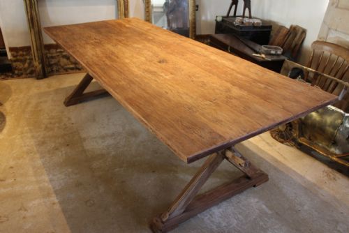 TABLE REFECTORY DINING FARMHOUSE RARE TEAK SEATS 10 C1930 - ADDITIONAL PHOTO 11