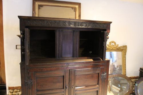 COURT CUPBOARD RARE CHARLES I OAK SMALL DATED 1633 - ADDITIONAL PHOTO 11
