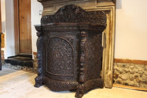 CABINET SIDEBOARD OUTSTANDING BURMESE CARVED PADAUK C1880 - ADDITIONAL PHOTO 2