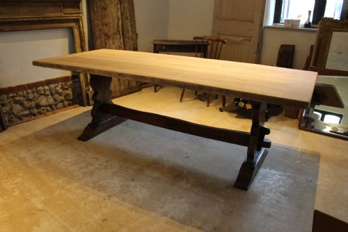 TABLE REFECTORY FRENCH MONASTIC SCRUB TOP OAK FARMHOUSE C1920 - ADDITIONAL PHOTO 1