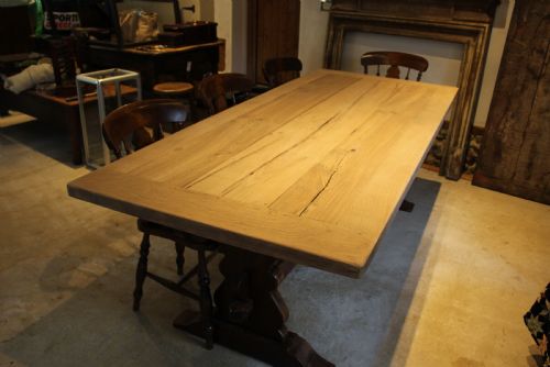 TABLE REFECTORY FRENCH MONASTIC SCRUB TOP OAK FARMHOUSE C1920 - ADDITIONAL PHOTO 8